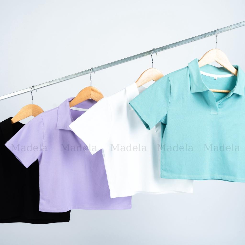 Áo croptop Polo nữ tay ngắn MADELA , vải mềm mịn thoáng mát, co giãn tốt, form rộng trẻ trung năng động- ACTN01