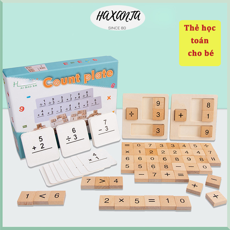 Đồ chơi gỗ thông minh cho bé - phép tính toán học kèm chữ số và thẻ câu hỏi