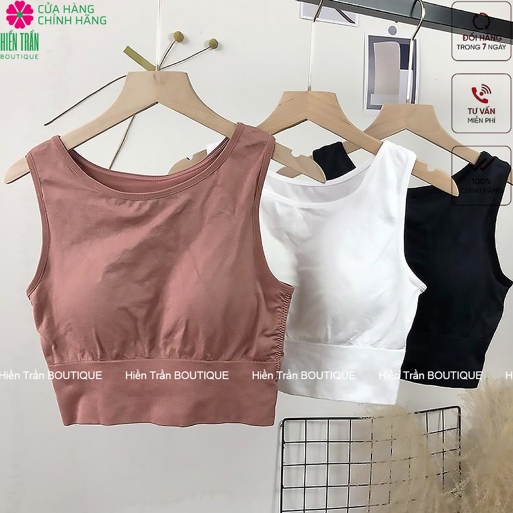 Áo bra học sinh, áo croptop Hiền Trần BOUTIQUE sát nách ba lỗ thun không tay kiểu ôm body tank top vải cotton co giãn tốt