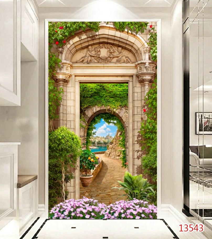 Tranh dán tường 3d trang trí phòng khách phòng ngủ, tranh 3d phong cảnh thiên nhiên-tranh dọc-Huyền Chi-Đặt theo kích thước yêu cầu