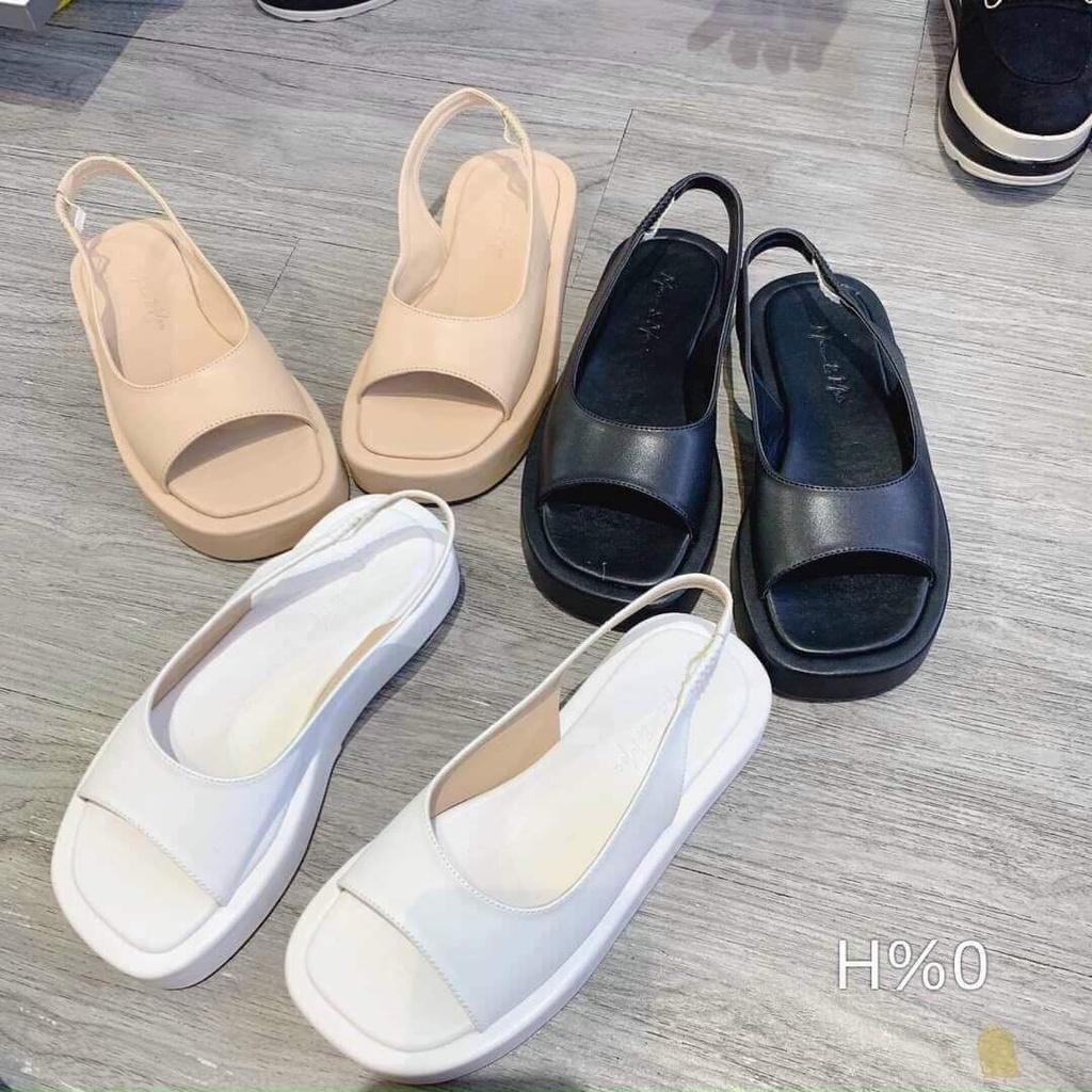 Giày quai hậu nữ JS014 phong cách ulzzang cao cấp Quai da đế dày 3cm chống nước