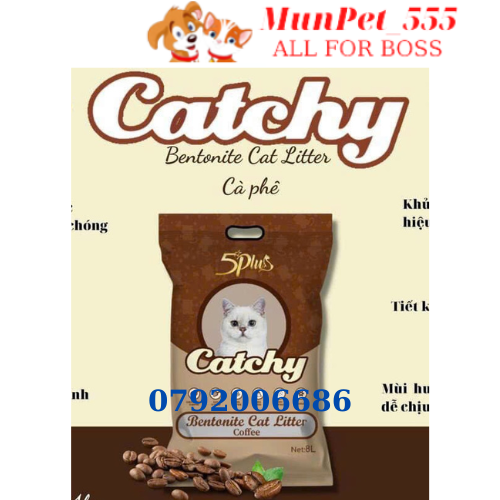 Cát Đất Sét Catchy 8L/4Kg - Cát Vệ SInh Cho Mèo Nhiều Mùi vị