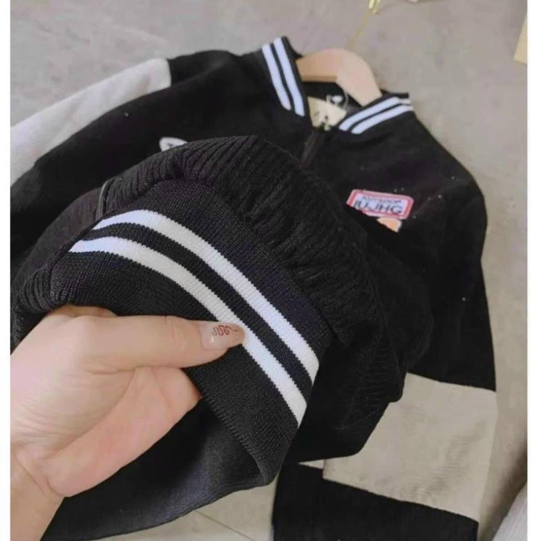 Áo Bomber Nhung gân thêu 33 sticker siêu đẹp  Form rộng Unisex Nam Nữ Couple thời trang kim gia