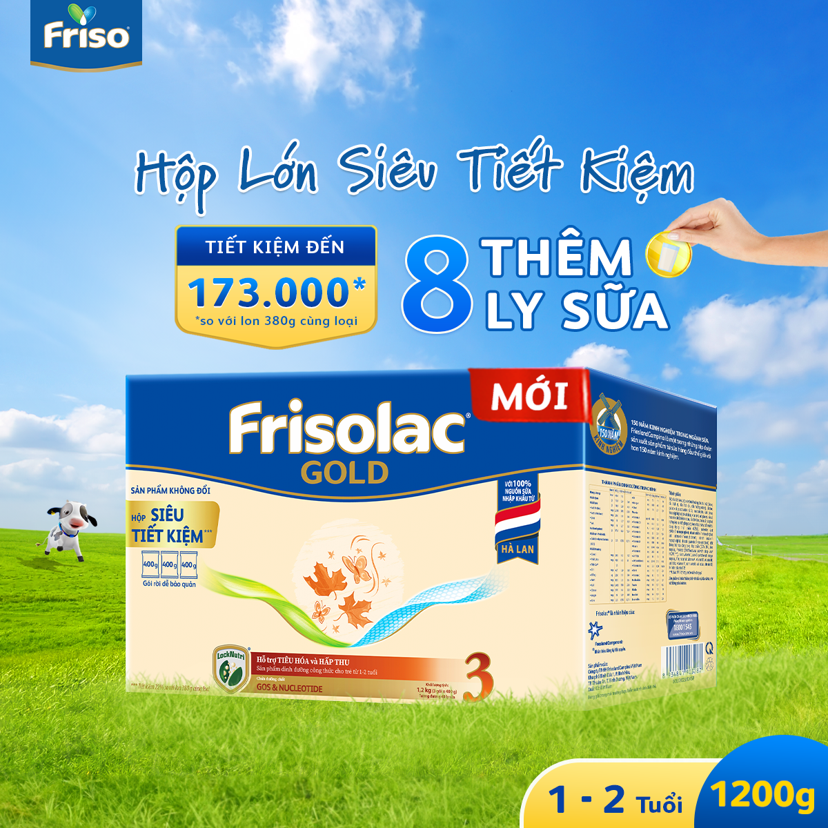 Sữa Bột Friso Gold 3 Hộp Giấy 1200G (Dành cho trẻ 1 - 2 tuổi)