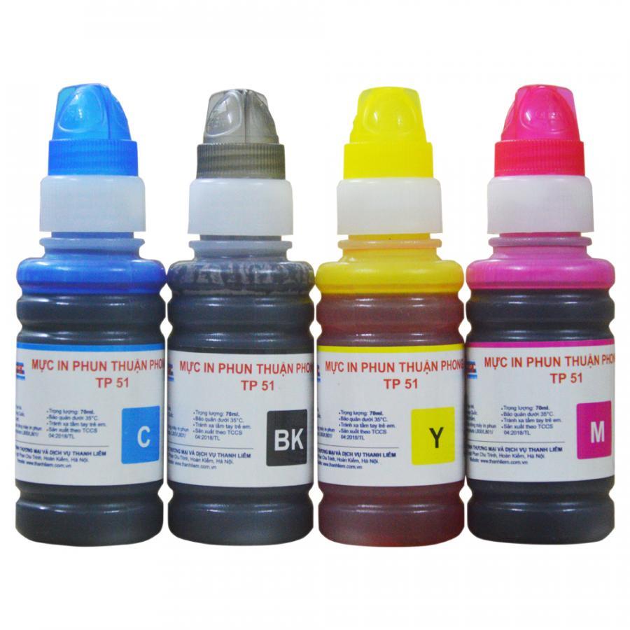Bộ 4 màu Mực in phun Thuận Phong TP51 dùng cho máy in phun Epson L800 / L801 / L805 / L810 / L850 / L1800 - Hàng Chính Hãng