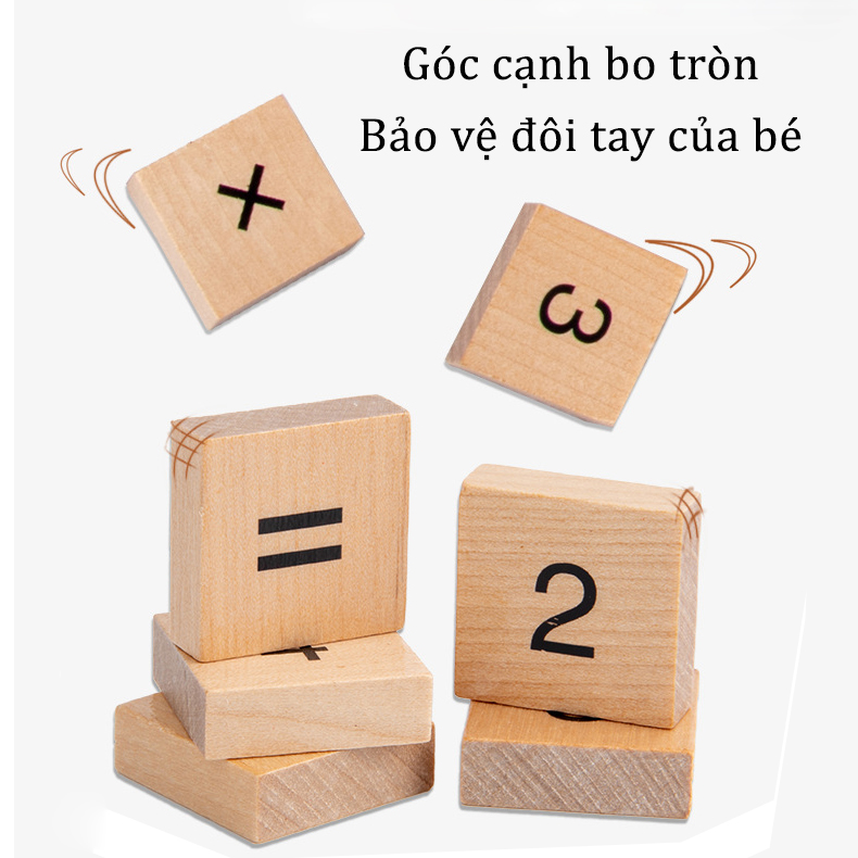 Đồ chơi gỗ thông minh cho bé - phép tính toán học kèm chữ số và thẻ câu hỏi
