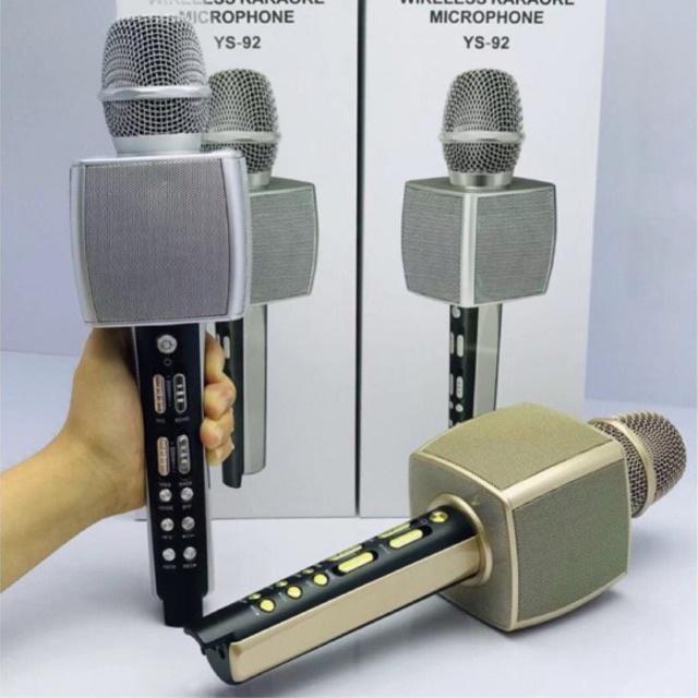 Micro Karaoke Bluetooth YS-92 Trang Bị Soudcard Dùng Livetream Vùa Hát Như Micro Loa Rời Bình Thường