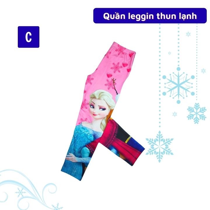 Quần leggin bé gái xinh đẹp hình Elsa - Anna từ 23-45kg - chất liệu thun lạnh