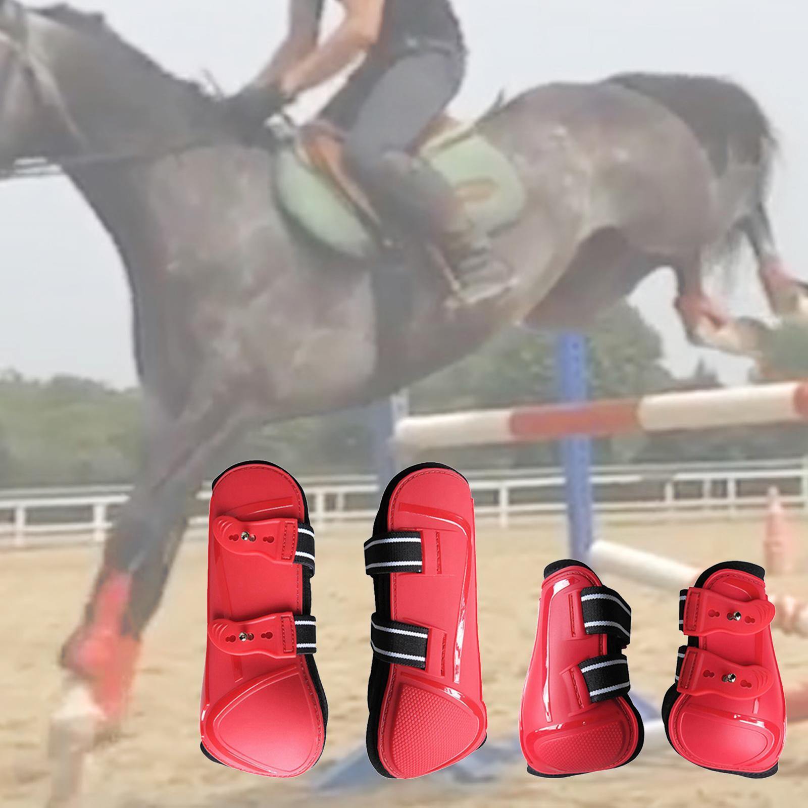 Horse Tendon Boots Set of  Jumping Guards Protection Wrap Red XL