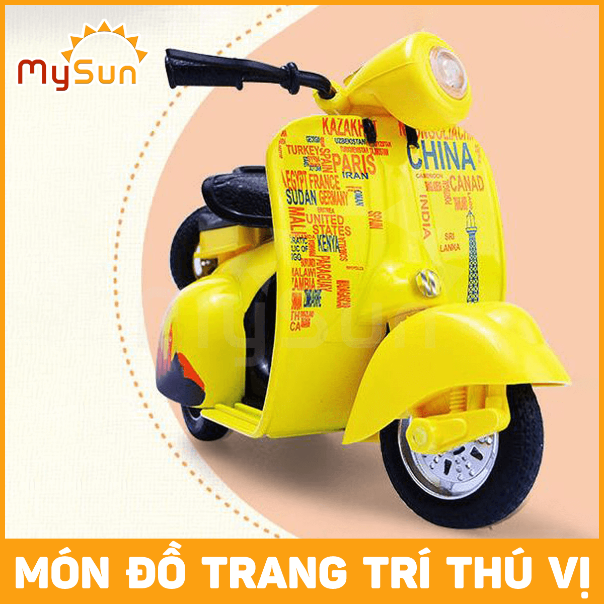 Mô hình xe máy Vespa Sprint cổ đồ chơi độ mini 1:12 cho bé