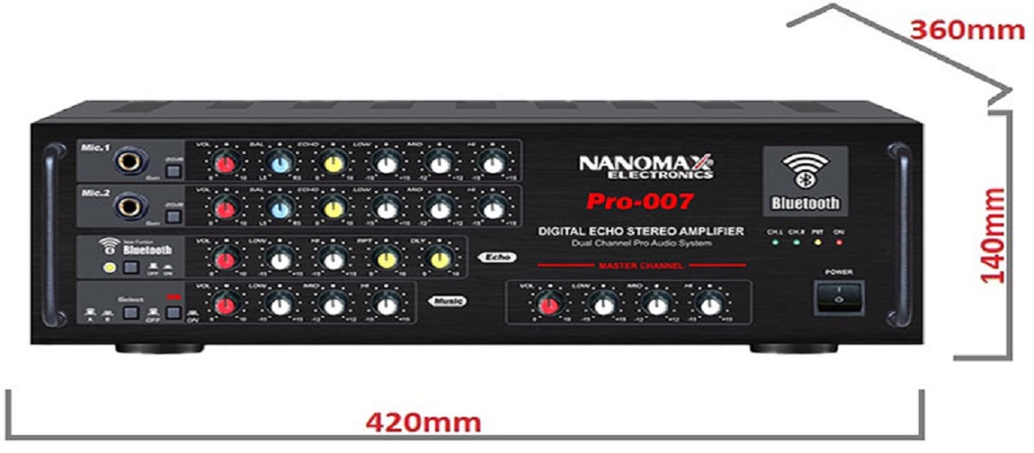 Amply Karaoke 8 Sò Nanomax Pro-007 680w Kết Nối Bluetooth Hàng Chính Hãng Chất Lượng Cao