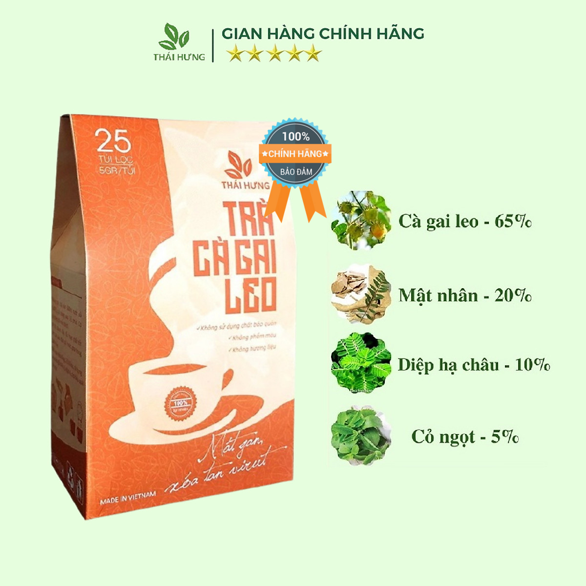 Combo 03 Hộp Trà Cà gai leo Thái Hưng 25 túi lọc x 05g (125g) - Mát gan, giải độc, giải rượu, giảm mụn nhọt