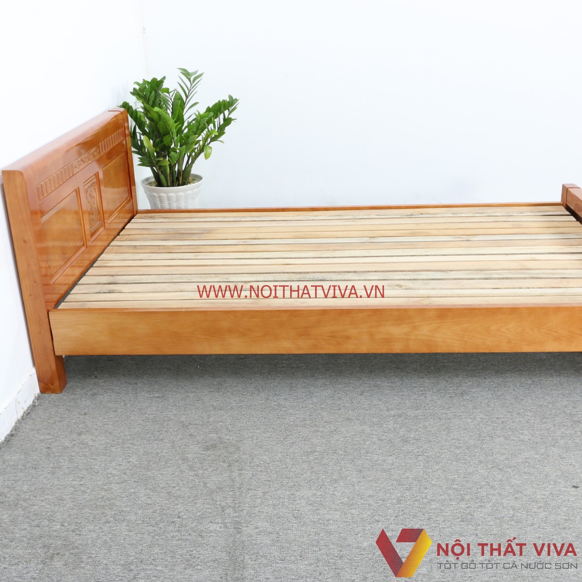 Giường Ngủ Gỗ Sồi Nga 1M4X2M Màu Cánh Gián Giá Rẻ