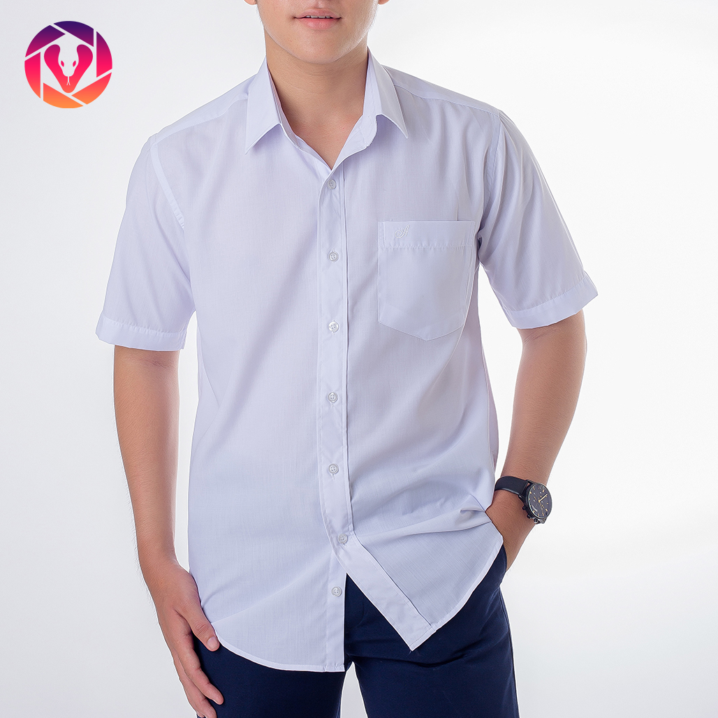 Áo sơ mi hộp, tay ngắn cho nam. vài kate silk màu trắng, form rộng, có túi, size tới 5XL