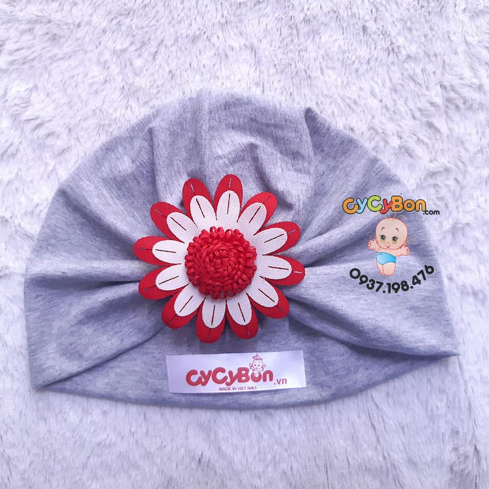 Nón Turban Chất Thun Đính Bông Hoa Cúc Đỏ Trắng  Cực Xinh Cho Bé Gái