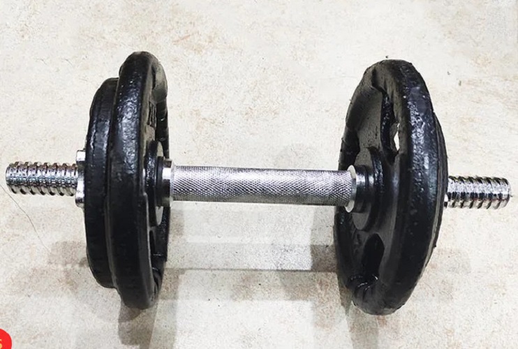 Tạ tay ghép bánh 5kg ( gồm 1 đòn tay ngắn 0.35m và 2 bánh tạ gang 2kg), tạ tay điều chỉnh cân nặng linh hoạt dễ sử dụng, có hoa thị khóa 2 đầu