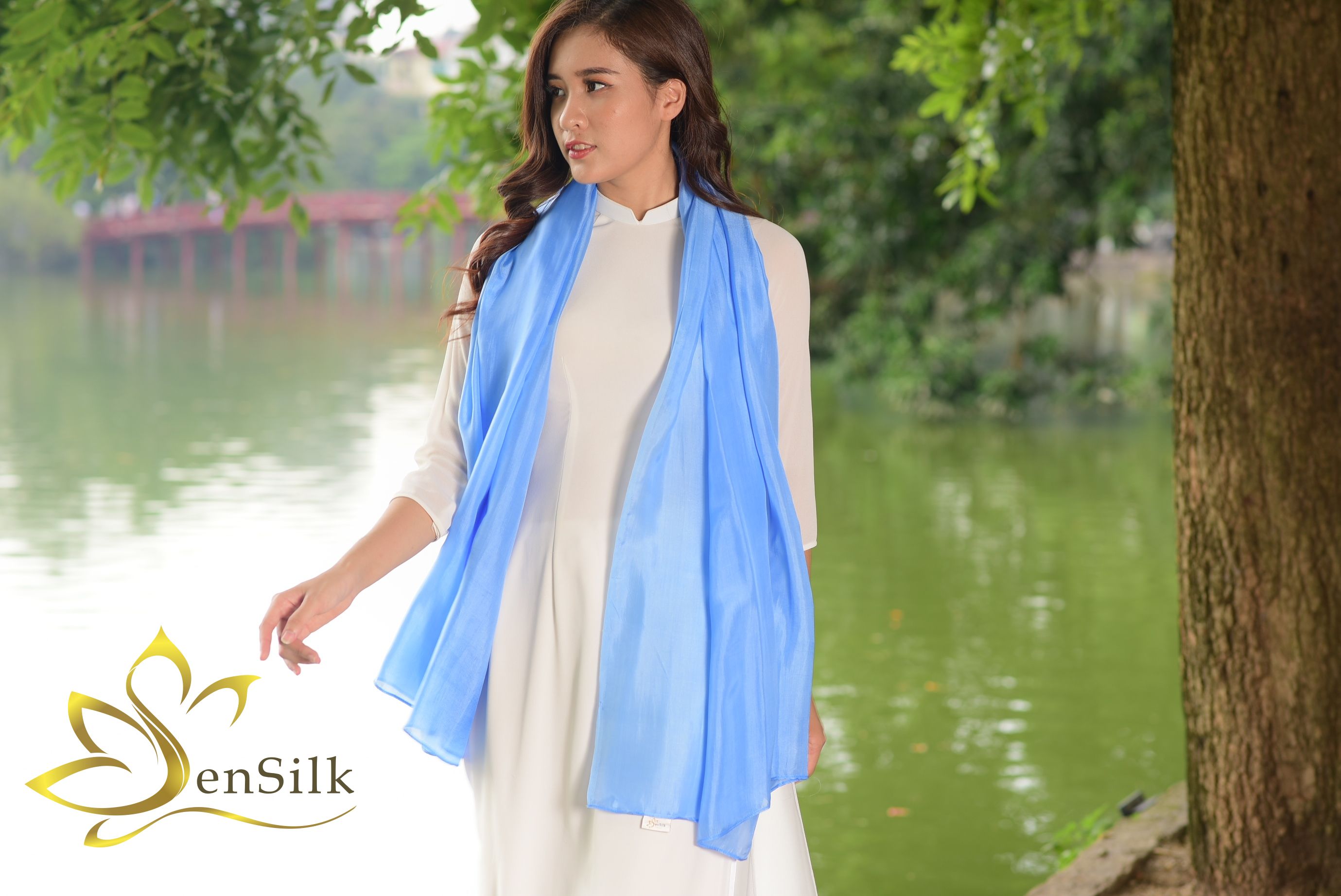 Khăn Lụa Tơ Tằm Dệt Truyền Thống SenSilk 160x55cm , Khăn Lụa Thuần Việt, Silk Scarf Gift for Boss Him Her