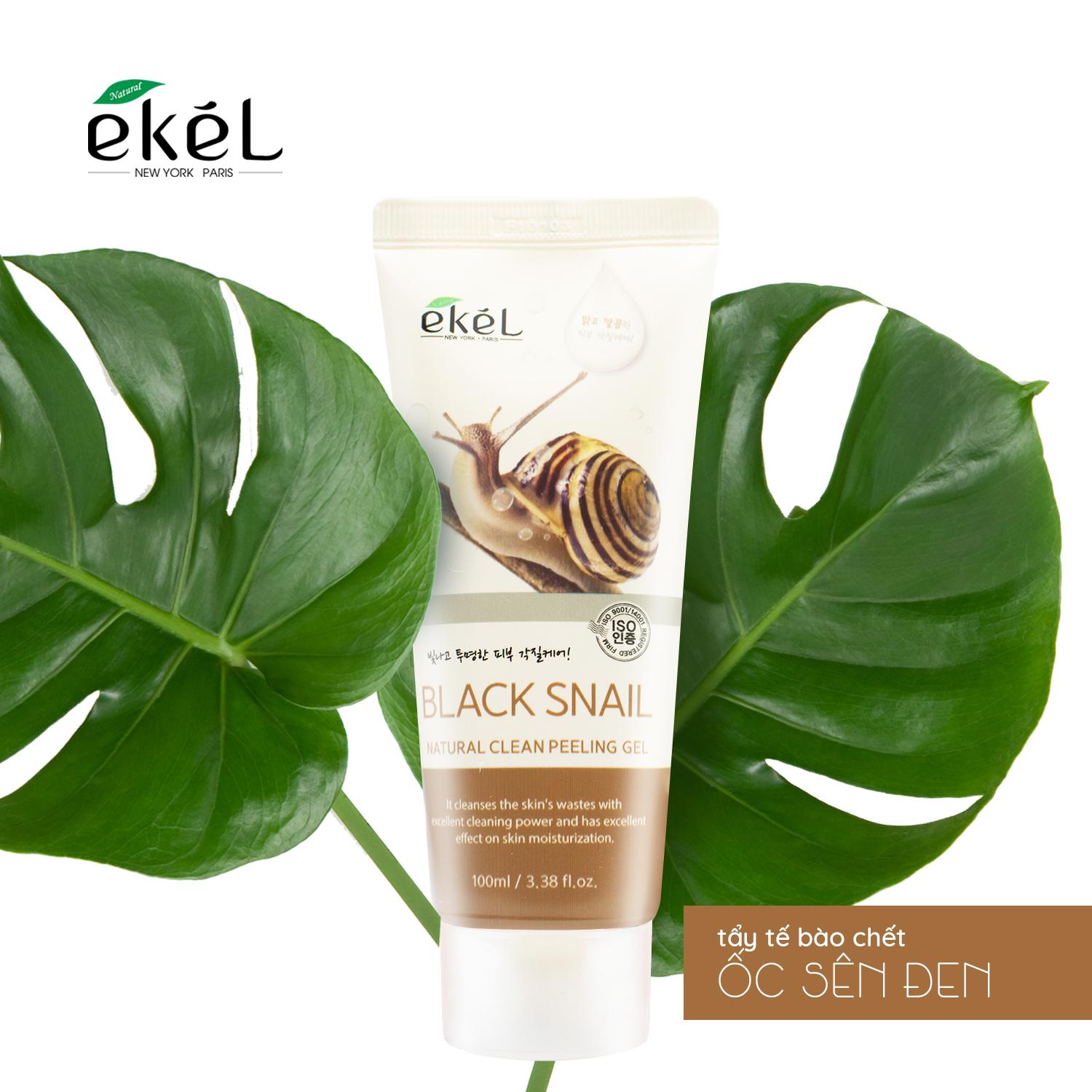 Gel Tẩy Tế bào Chết Ốc Sên Đen - Ekel Natural Clean Peeling Gel Black Snail 100ml (Tặng 2 mặt nạ Jant Blanc)