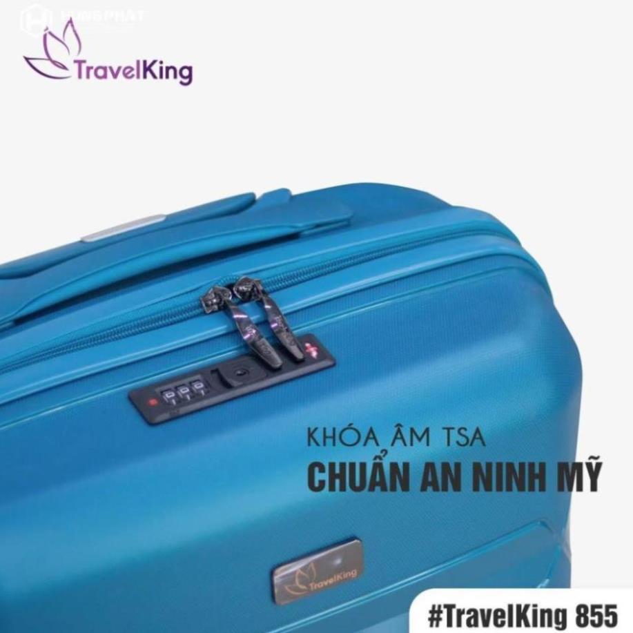 Vali kéo nhựa PP chống vỡ có cổng USB TRAVELKING-855 Premium kích thước 20, 24 inch chính hãng Hùng Phát - Vỡ đổi mới