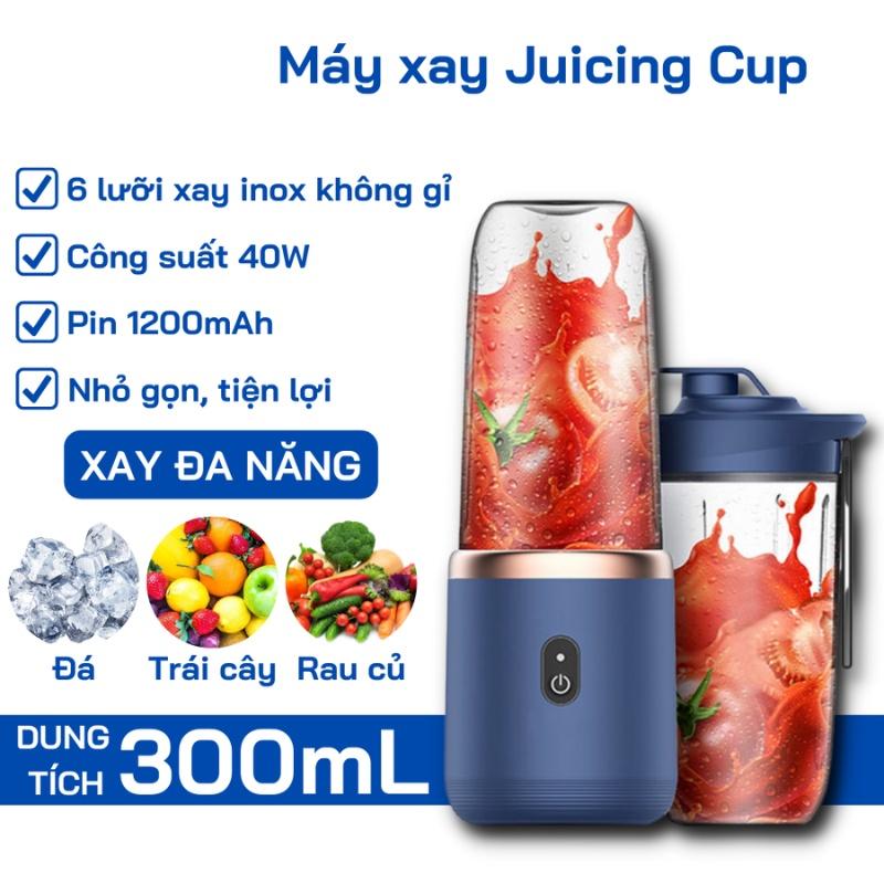 Máy Xay Sinh Tố Juicing Cup 300ML Cầm Tay 6 Lưỡi Sử Dụng Pin Sạc Cổng USB Siêu Tiện Lợi, Máy Xay Đa Năng