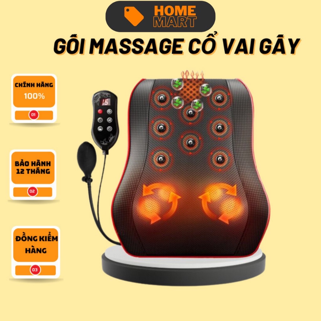 ￼Gối Massage Cổ Vai Gáy Hồng Ngoại Thế Hệ Mới VD.STORE Hỗ Trợ Giảm Nhức Mỏi Toàn Thân Hiệu Quả - BH 12 tháng