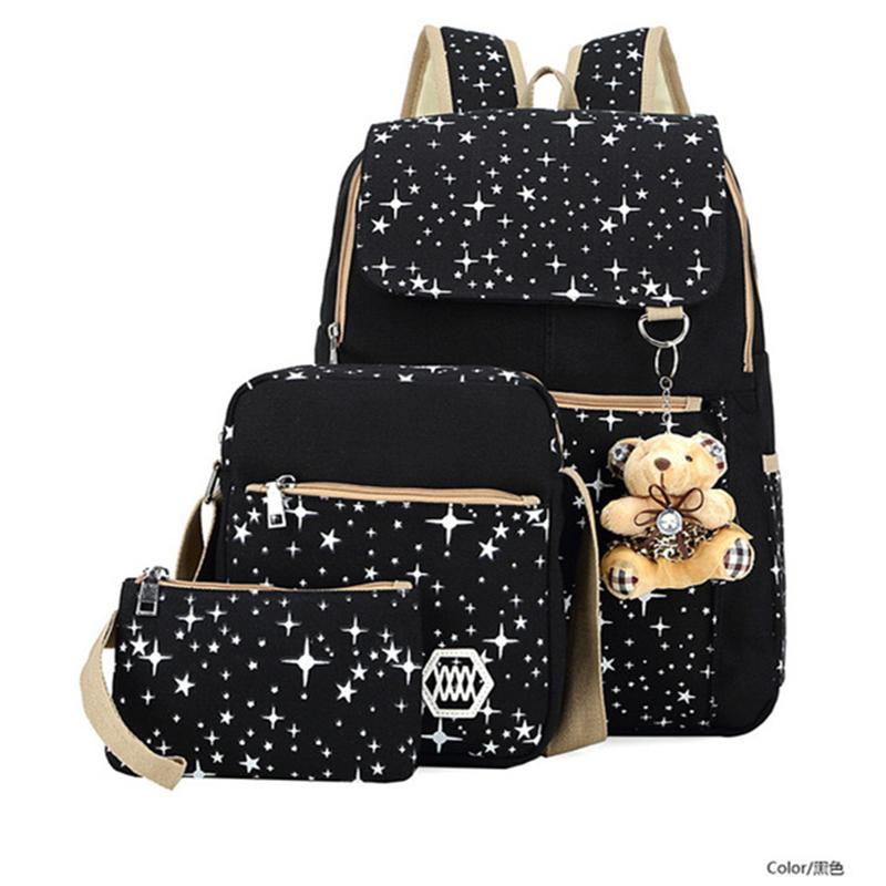 3 Trẻ Em Học Túi Dành Cho Thanh Thiếu Niên Bé Gái Bagpack Canvas Học Lưng Kawaii Trẻ Em Túi Du Lịch Schoolbag Giá Treo Phích Cắm Mochila