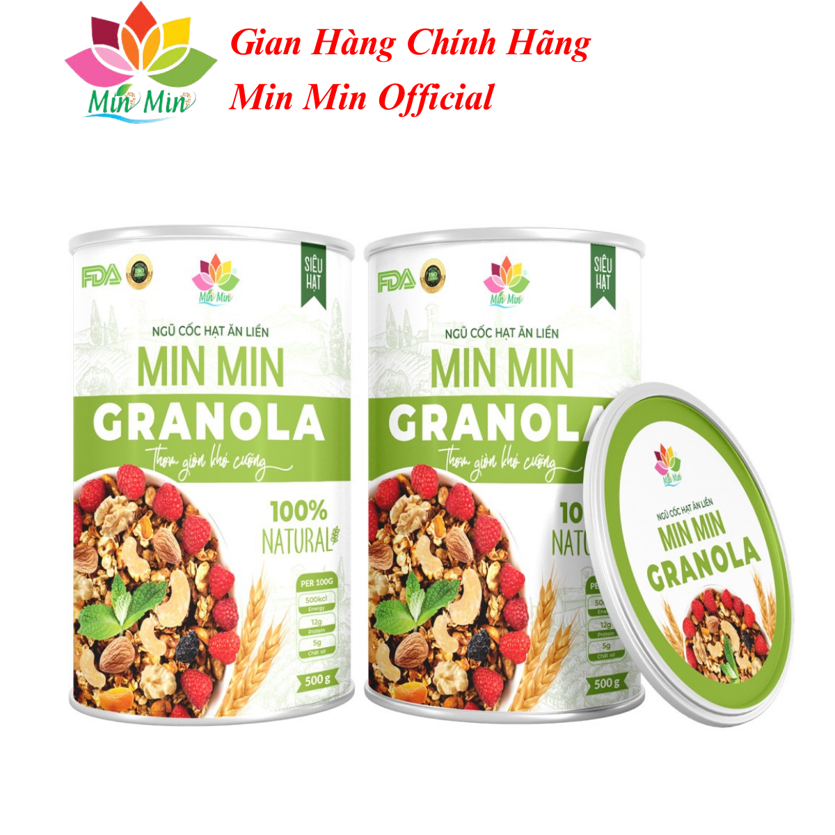 2 Hộp Ngũ Cốc Granola Min Min - Ngũ Cốc Hạt Ăn Liền Granola Min Min