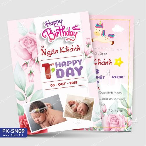 Thiệp thôi nôi – sinh nhật theo yêu cầu Pluxi