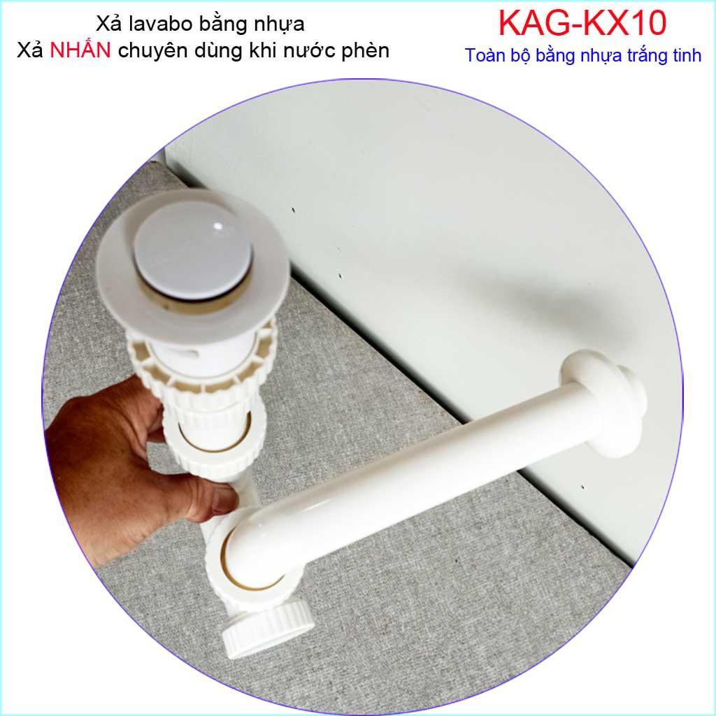 Xả chậu lavabo nhựa nút nhấn KAG-KX10, bộ xả lavabo cho nước nhiễm phèn chất liệu nhựa 100% tiện dụng siêu bền