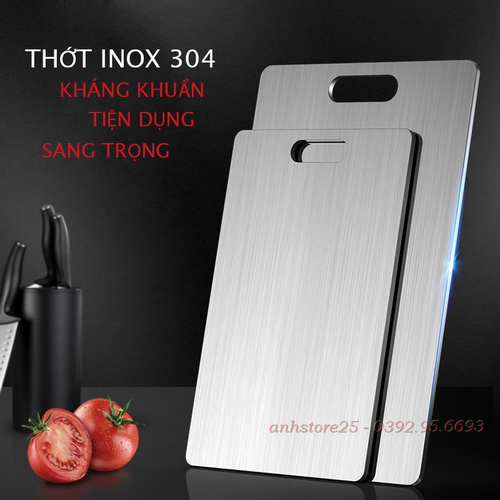 Thớt Inox 304- Kích Thước Lớn 35 X 25 Cm - Kháng khuẩn-Cường Lực