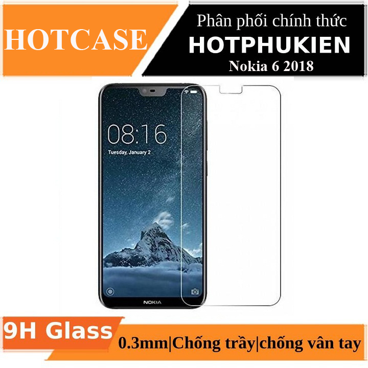 Hình ảnh Miếng dán kính cường lực cho Nokia 6.1 / Nokia 6 2018 hiệu HOTCASE (độ cứng 9H, mỏng 0.3mm, hạn chế bám vân tay) - Hàng nhập khẩu