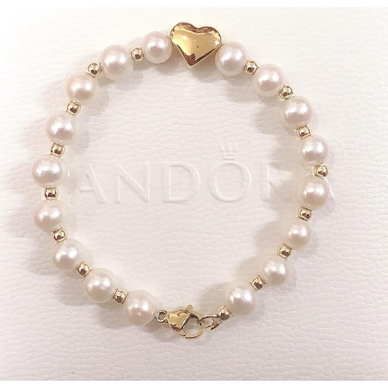 Vòng Tay Hạt Ngọc Trai Thật Nước Ngọt 6-7ly Mix Charm Trái Tim - Trường Thịnh Ngọc Trai