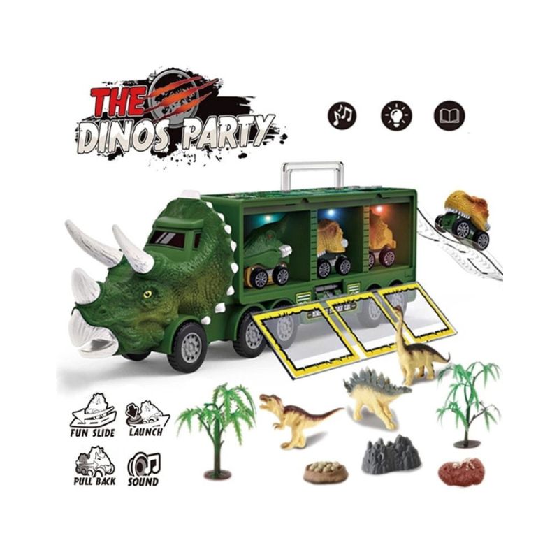 Đồ Chơi THE DINOS PARTY Biệt Đội Xe Tải Giải Cứu Khủng Long Xanh Lá 1300A