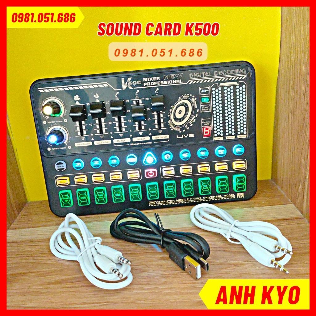 Sound Card K500 Bluetooth Tương Thích Nhiều Dòng Mic 5V và 48V Đầy Đủ Hiệu Ứng Tương Tác Khán Giả