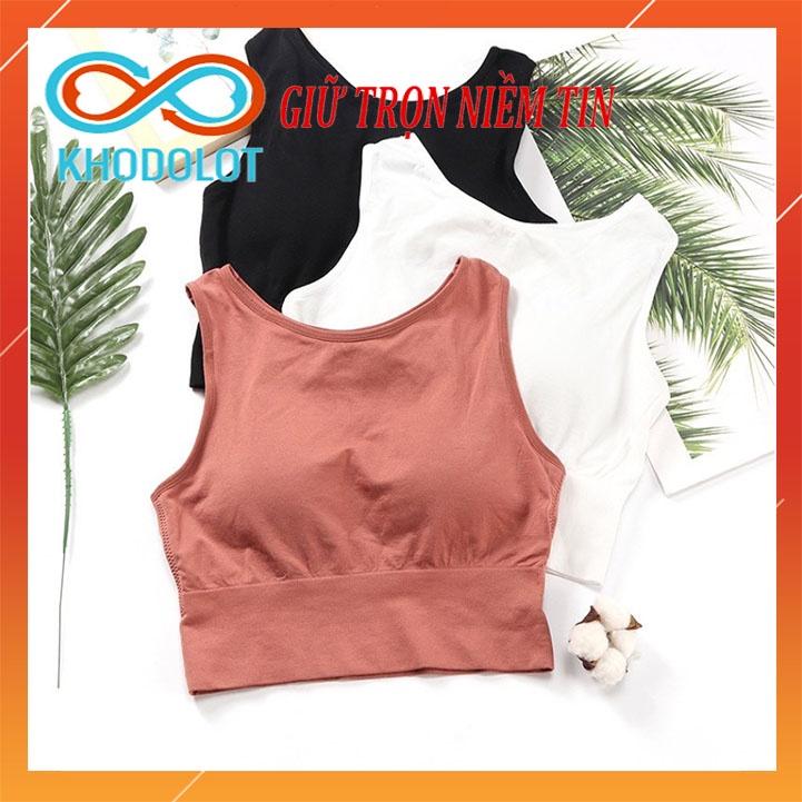 Áo croptop nữ sát nách ba lỗ thun mút mỏng không tay Bra kiểu ôm body tank top vải cotton co giãn