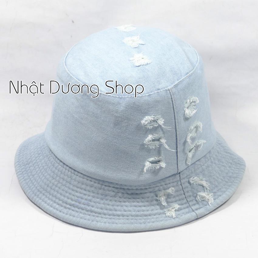 Nón Tai Bèo, nón bucket Jeans TRƠN 2 Mặt Hàn Quốc - Mũ vành Jeans rách cực chất thời trang nam nữ hot teen