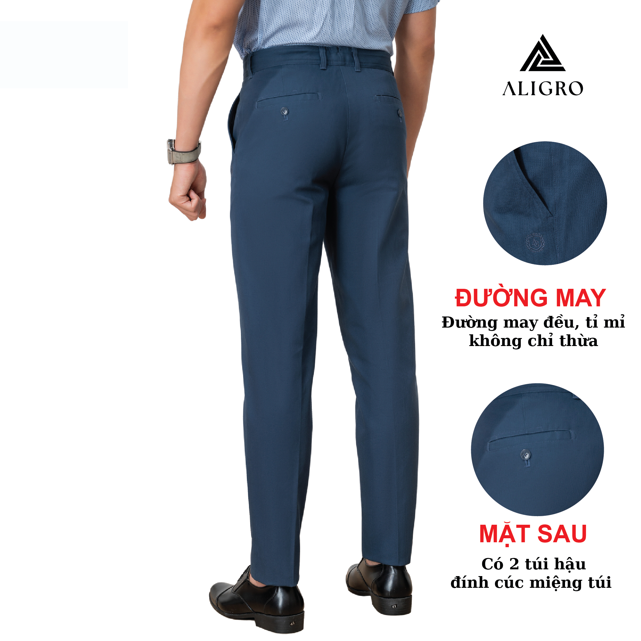 Quần kaki nam ALIGRO chất liệu kaki mềm mịn cao cấp dáng slimfit màu xanh đen ALGK063