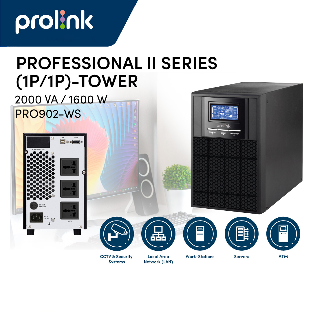 Bộ lưu điện UPS Prolink PRO902WS (2000VA/1600W) - Hàng Chính Hãng