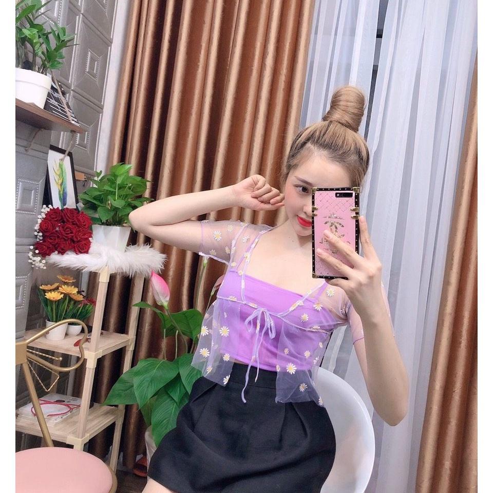 Áo Croptop Hoa Cúc cho nữ