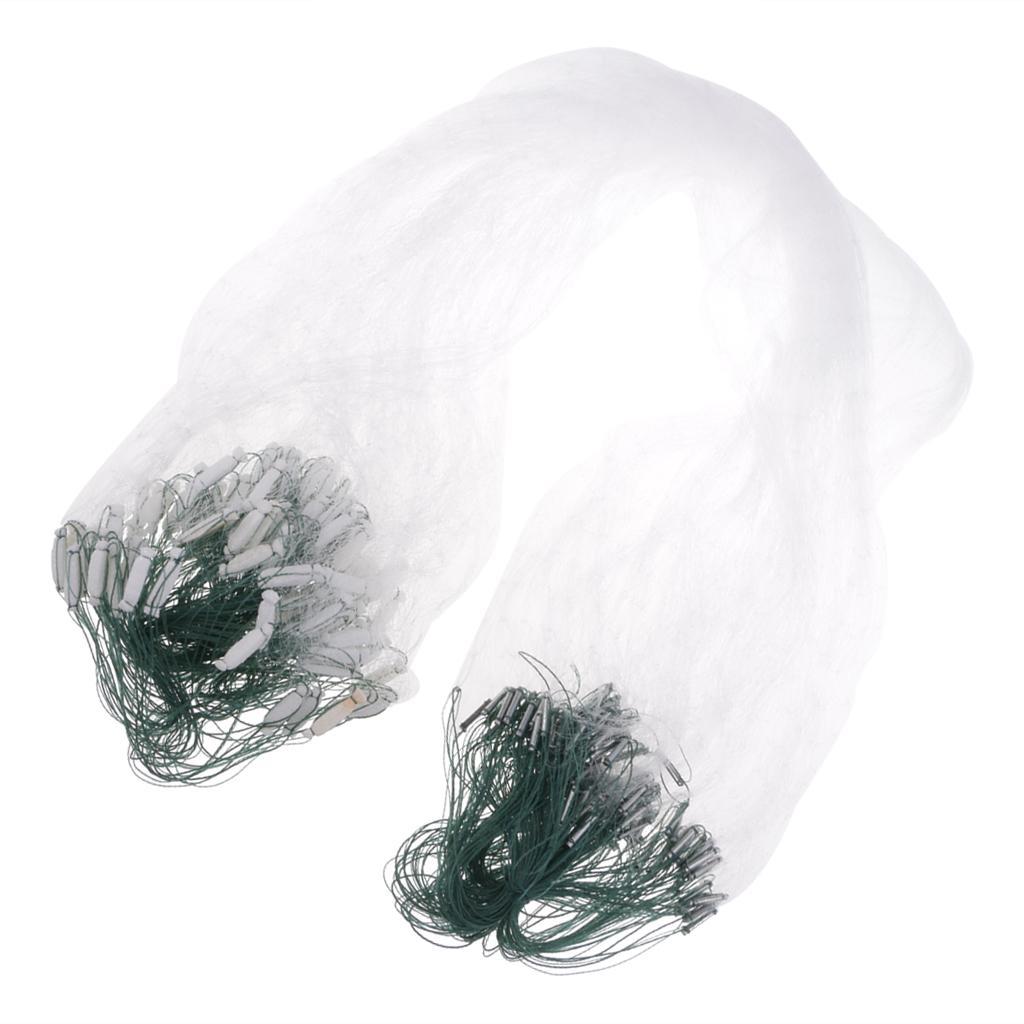 2Pcs 20m Polyethylene Sticky Single Layers Clear Green Bait Trap Monofilament Fishing Gill Net with Floating Screen Mesh Trap