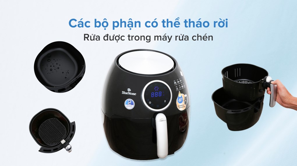 Nồi chiên không dầu Bluestone 5.5 lít AFB-5876 Màn hình cảm ứng, nồi chiên nướng công suất lớn, 7 chương trình cài đặt sẵn - Hàng chính hãng