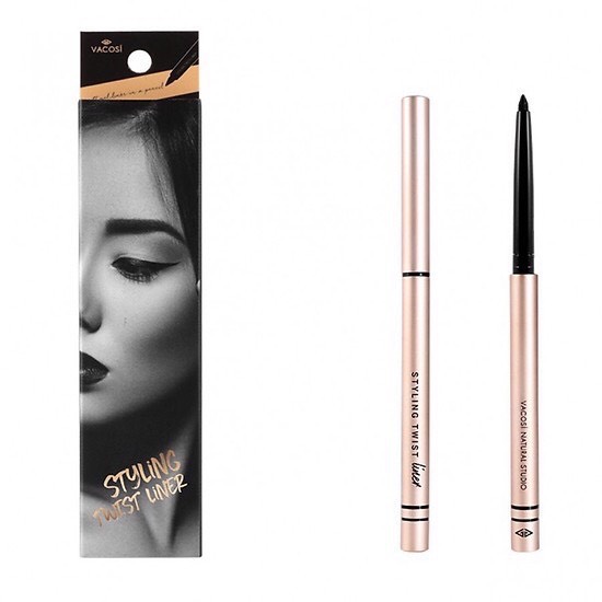 Chì Vặn Kẻ Mắt VACOSI Dạng Gel (Đen Huyền) Không Lem Không Trôi - VACOSI Styling Twist Liner