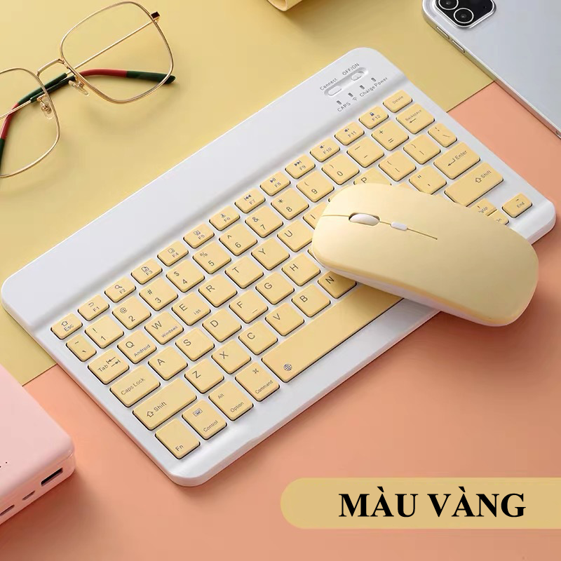 Bàn phím và chuột Bluetooth mini siêu mỏng GOIIOG 030 dùng cho ipad, điện thoại có đa dạng màu sắc cá tính - Hàng Chính Hãng