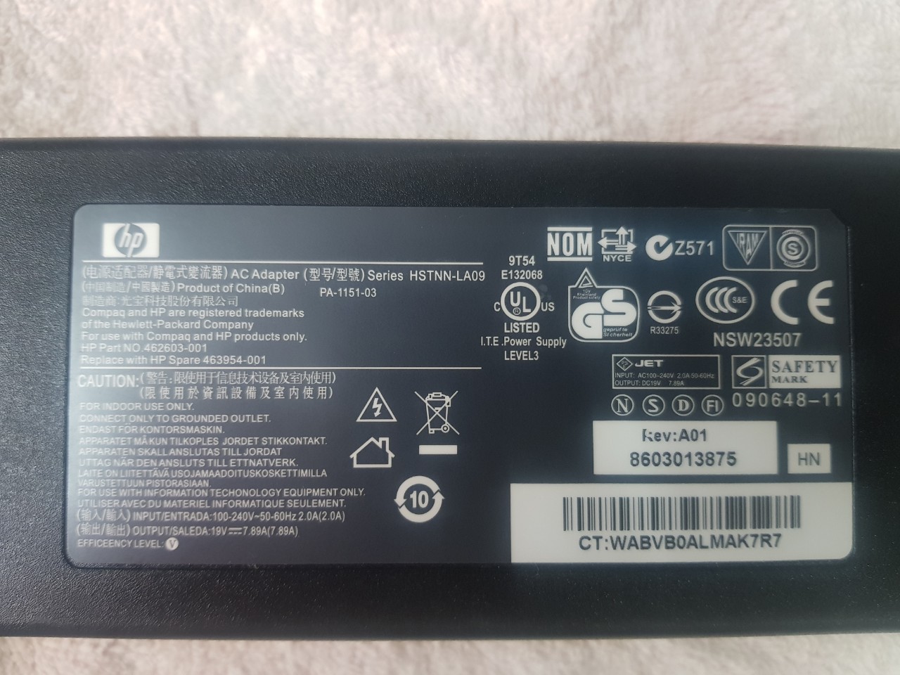 Sạc laptop HP 150w (19v-7,89A) đầu kim to 7.4mm*5.5mm, adapter sạc laptop dùng cho hp Elitebook 8560w - 8570w - Hàng chính hãng