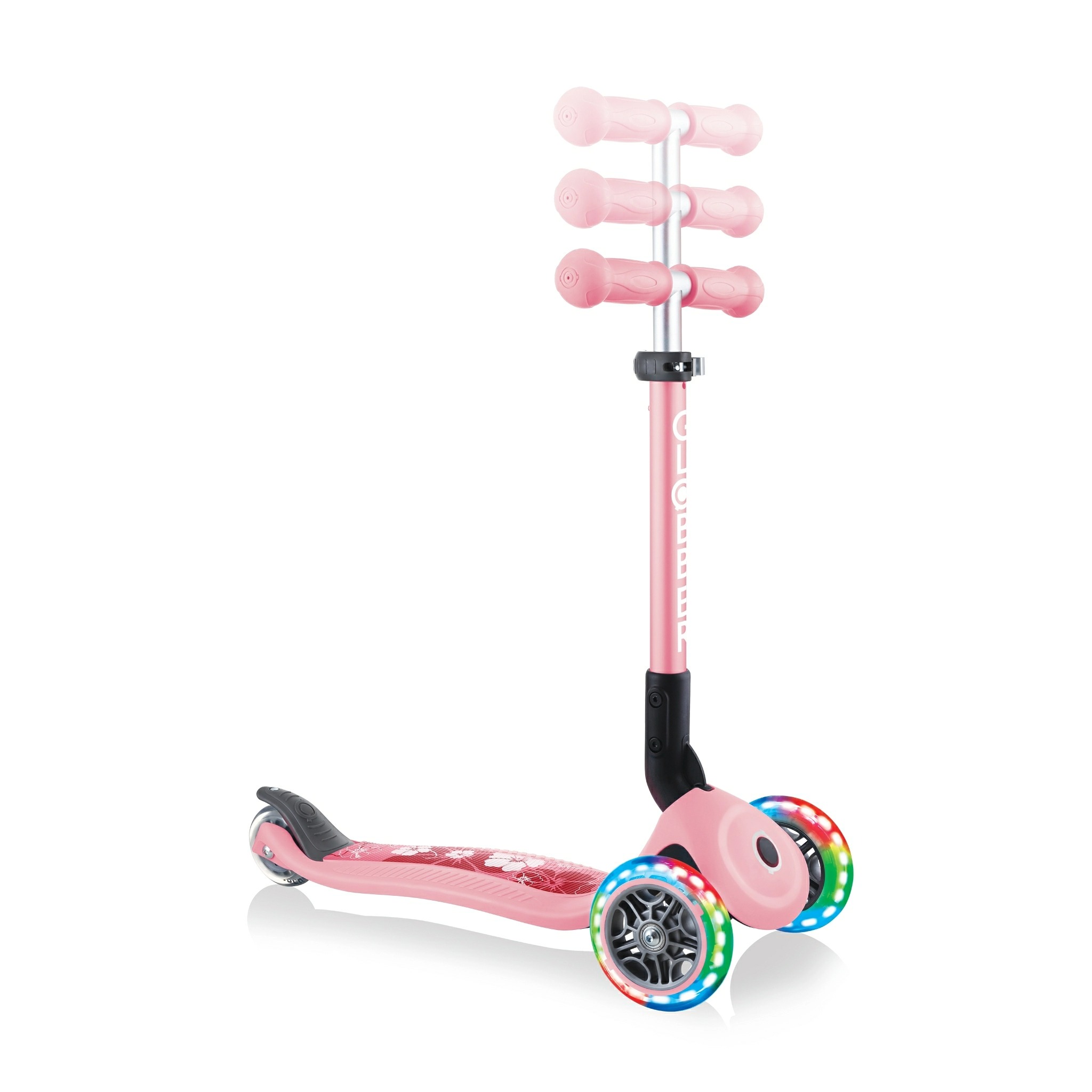 Xe Trượt Scooter 3 Bánh Gấp Gọn Có Bánh Xe Phát Sáng Globber Junior Fantasy Cho Trẻ Em Từ 2 Đến 6 Tuổi - Hồng Pastel Có Họa Tiết