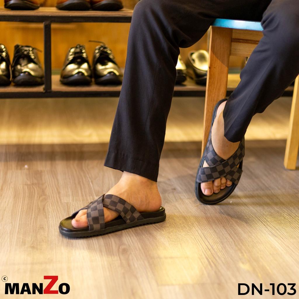 Dép da nam thời trang - Dép nam quai chéo cao cấp - MANZO DN 103 - Manzo Store