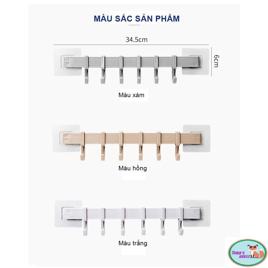 Thanh Móc Treo Quần Áo Dán Tường 6 móc, Nhà Tắm, Nhà bêp, Tủ Quần Áo Không Cần Khoan Tường GD_MTSC-Thanh