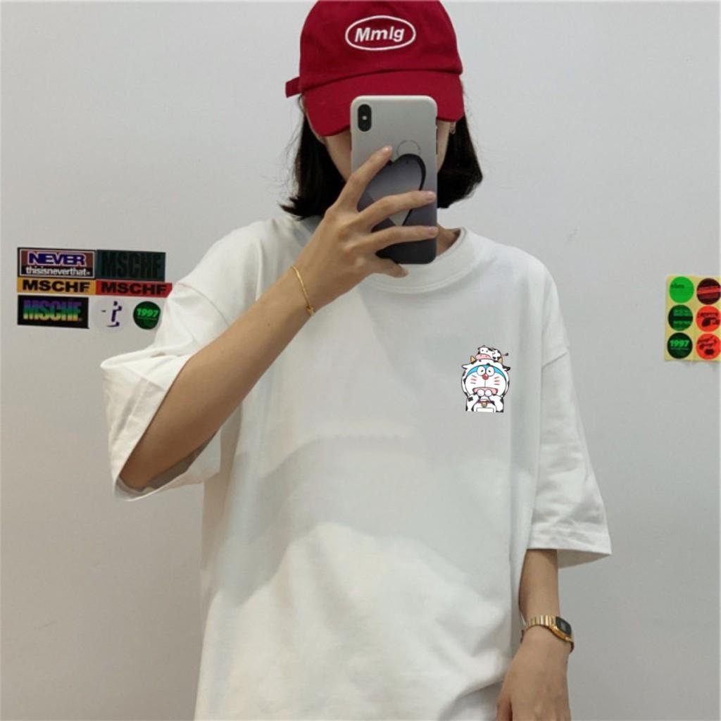 Áo thun tay lỡ Đô Rê Mon Bò Sữa phông Unisex nam nữ tee oversize form rộng pull Ulzzang Streetwear Hàn Quốc vải mềm