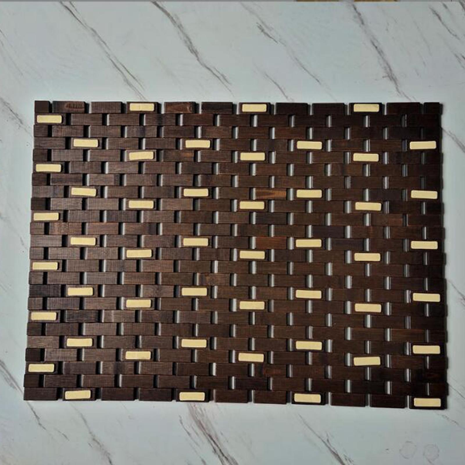 Bath Mat Anti Slip Bathmat Floor Mat Bamboo Wood Shower  Floor Rug