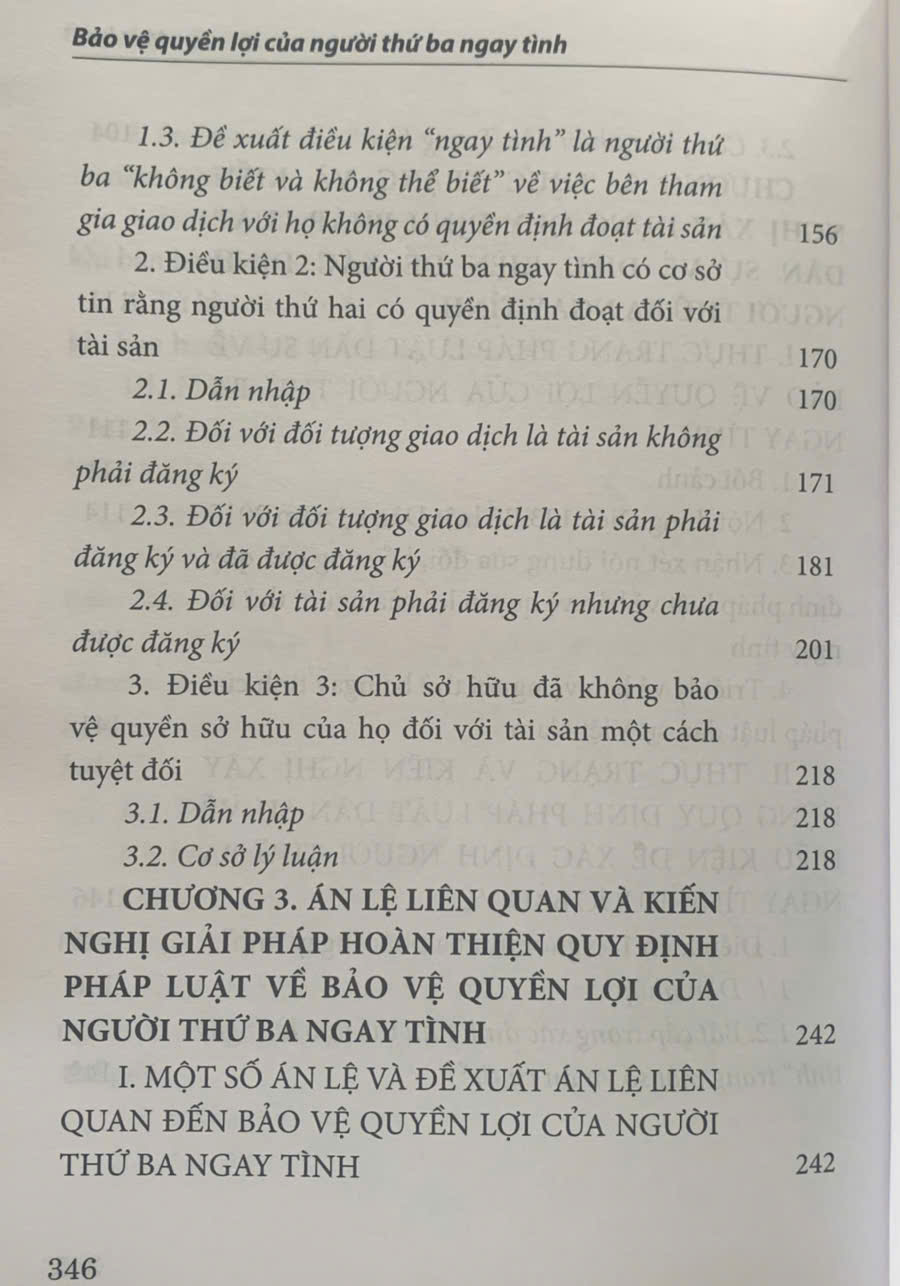 Bảo vệ quyền lợi của người thứ ba ngay tình (sách chuyên khảo)